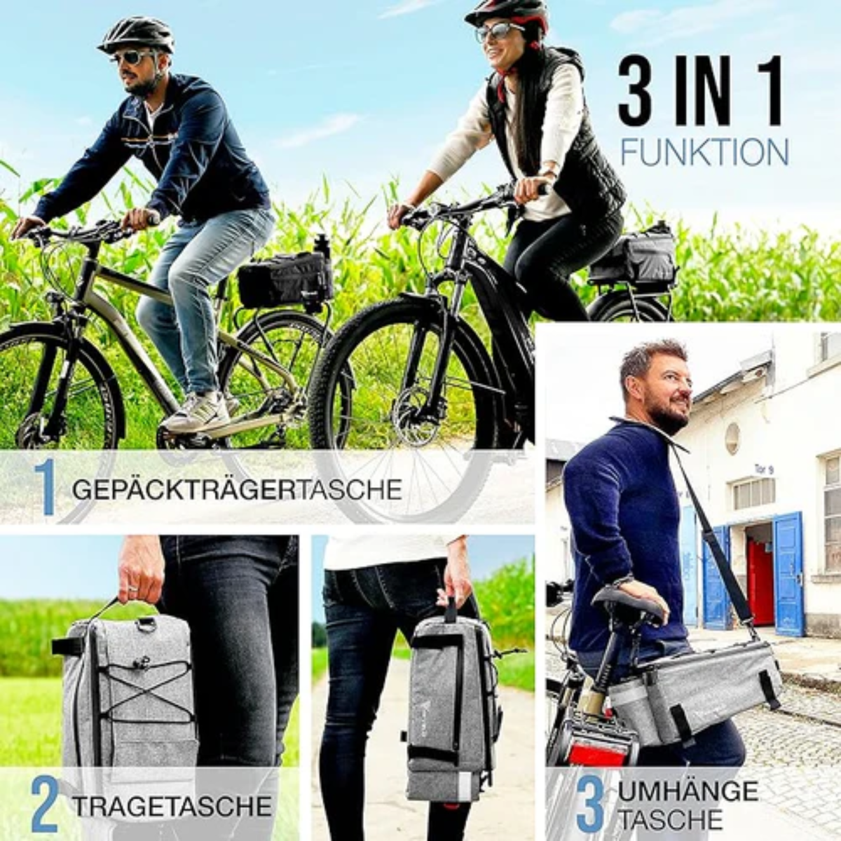 MIVELO Packtasche - Für Gepäckträger - Kühltasche - Isoliert - Wasserdicht - 10L - Grau