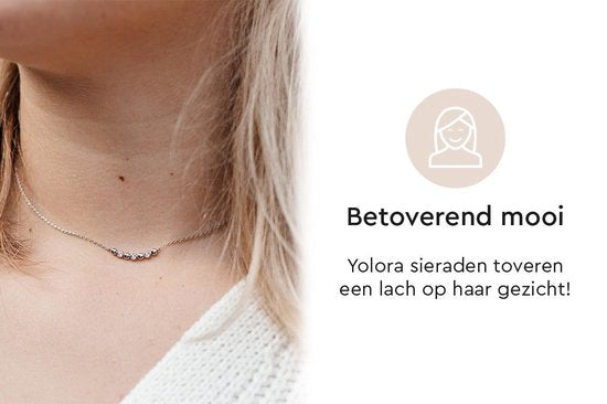 Yolora Damen-Halskette mit Kalpa Camaka Kristallen - Silber - 18K Weißgold vergoldet - Damen-Halskette Silber - Schmuck - Halskette - Luxuriöse Geschenkbox - Geschenkbox - Exklusive Geschenkbox - Schöne Geschenkverpackung
