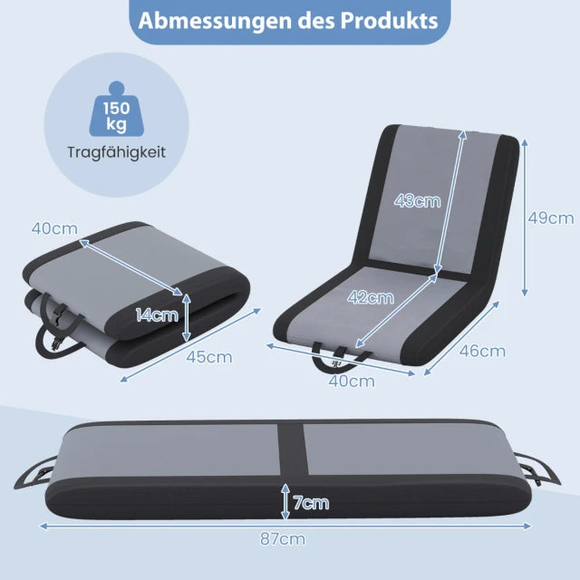 Coast Rückenlehne - verstellbar - Oxford Gewebe - Grau/Schwarz - Max.150 kg - 46x40x49 cm