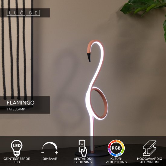 Lucide FLAMINGO – Tischlampe – LED, dimmbar – RGB – Rosa