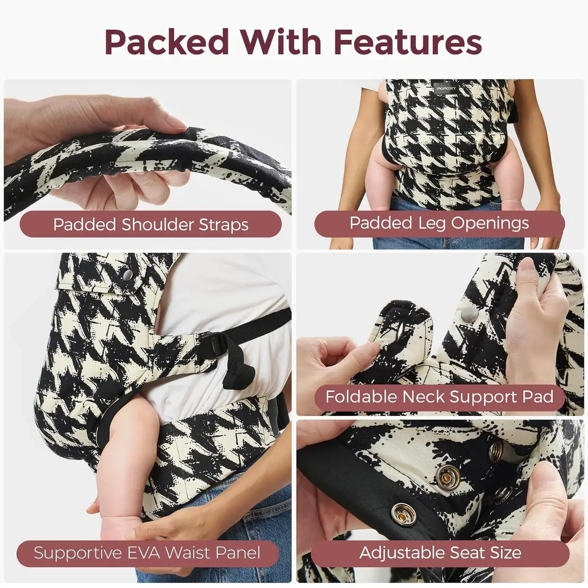 Momcozy BC001 Babytrage – Hahnenfußmuster – Baumwolle