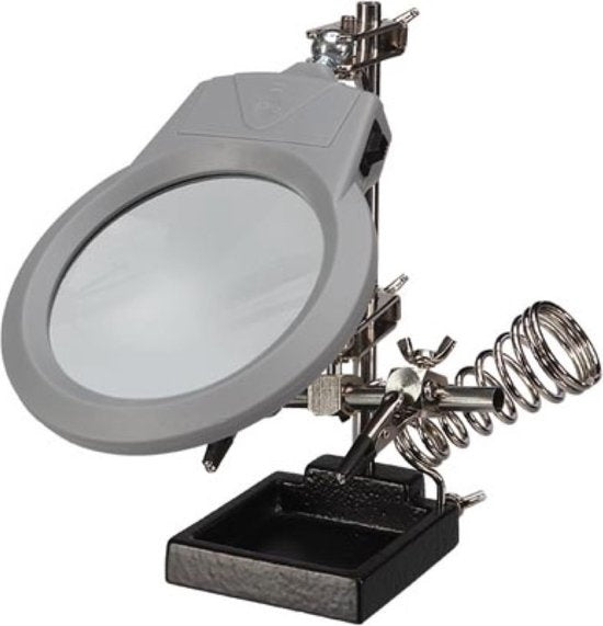 Velleman Handy Dritte Hand mit Lupe, LED-Lampe und Lötkolbenhalter für Präzisionsarbeiten