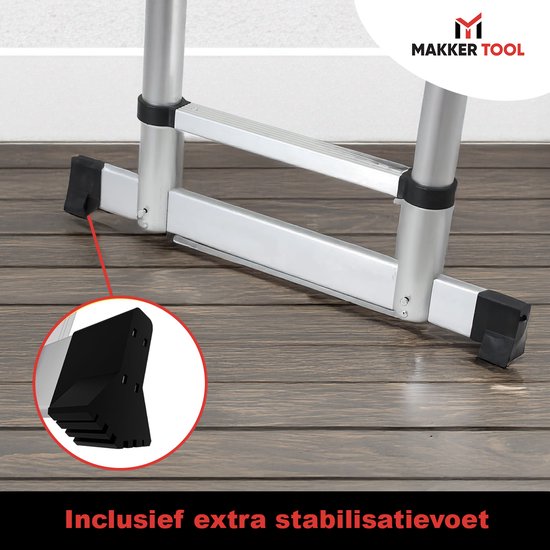 Makker Tool Teleskopleiter 3,2 Meter – Stabilisierungsfuß & Soft-Close