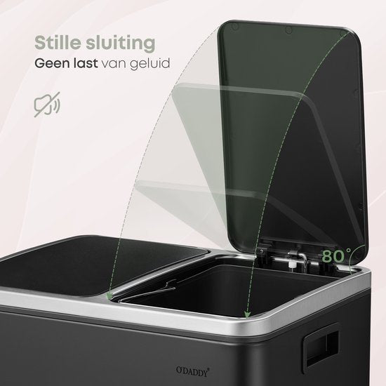 O'DADDYÂ® Mülleimer Abfalltrennung - 30 Liter - Softclose-Doppelfächer - Mülleimer - Mülleimer - Treteimer - Mülleimer - Mülleimer 2x 15L Fassungsvermögen - inkl. Müllbeutel - Kompaktes Design - Metall - Schwarz