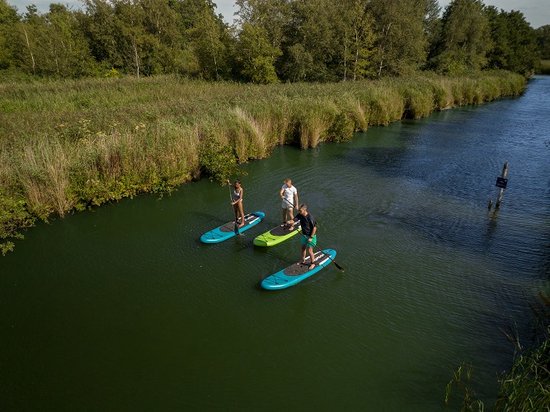 VirtuFit Supboard Cruiser 305 - Blau - Stand Up Paddle Board - Supboard Inflatable - Für Anfänger und Fortgeschrittene - Mit Kajaksitz, Zubehör und Tragetasche - Rutschfeste Oberfläche - Verstellbares Paddel - Max. 180 kg