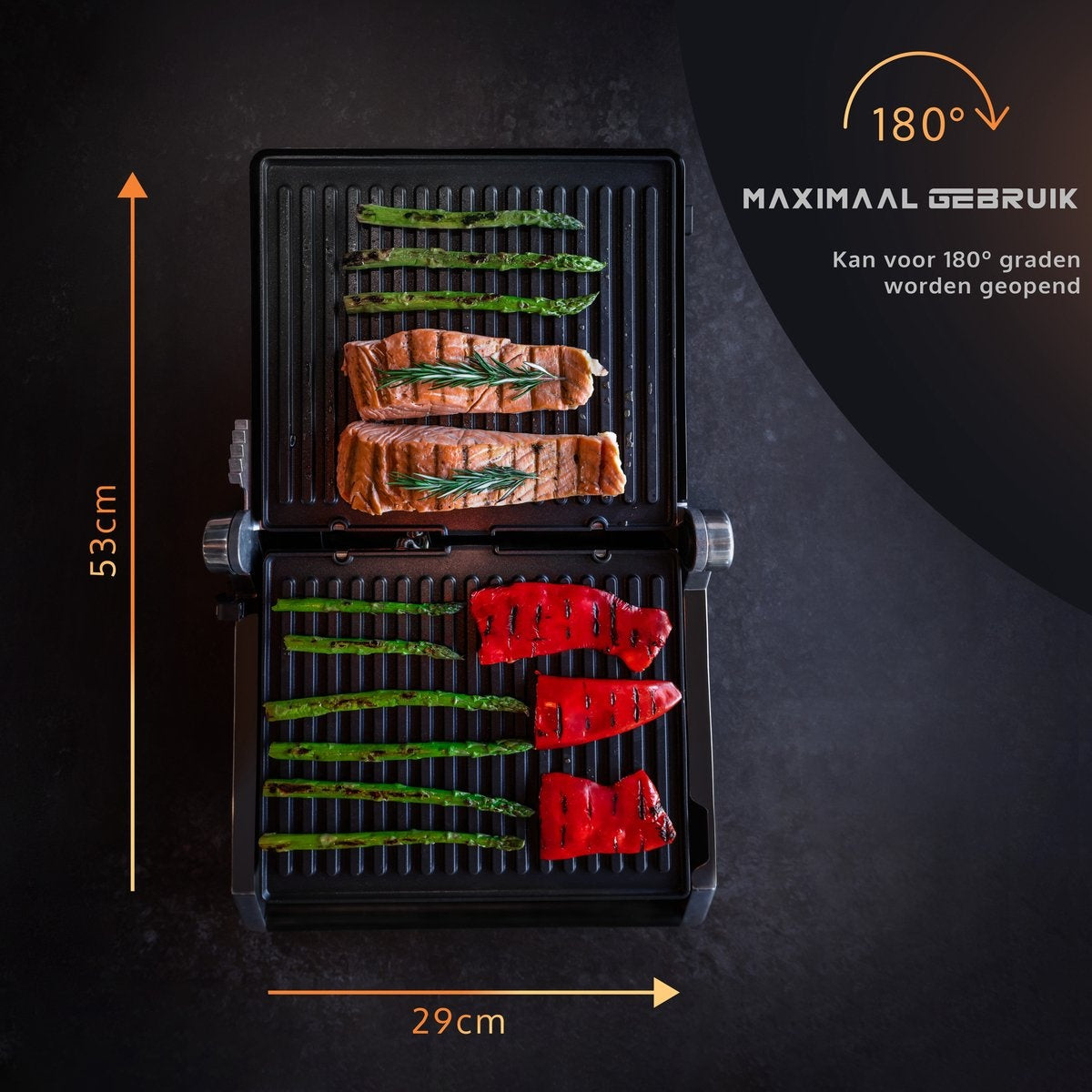 JAP Integrill - Intelligenter Kontaktgrill - Spülmaschinenfest - 180Â¬âˆ« schwenkbar - Mit abnehmbaren Platten - Toastvorrichtung