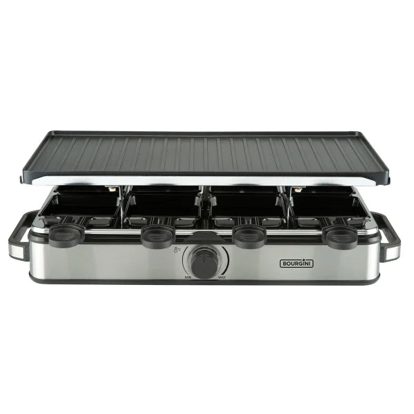 Gourmette Raclette Pure Gourmet-Set – Schwarz – 8 Personen – 21 x 42 cm – PFAS-frei mit wendbarer Grillplatte