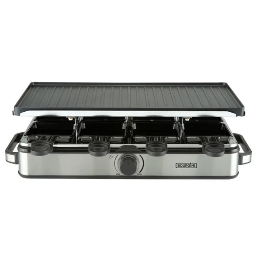 Gourmette Raclette Pure Gourmet-Set – Schwarz – 8 Personen – 21 x 42 cm – PFAS-frei mit wendbarer Grillplatte