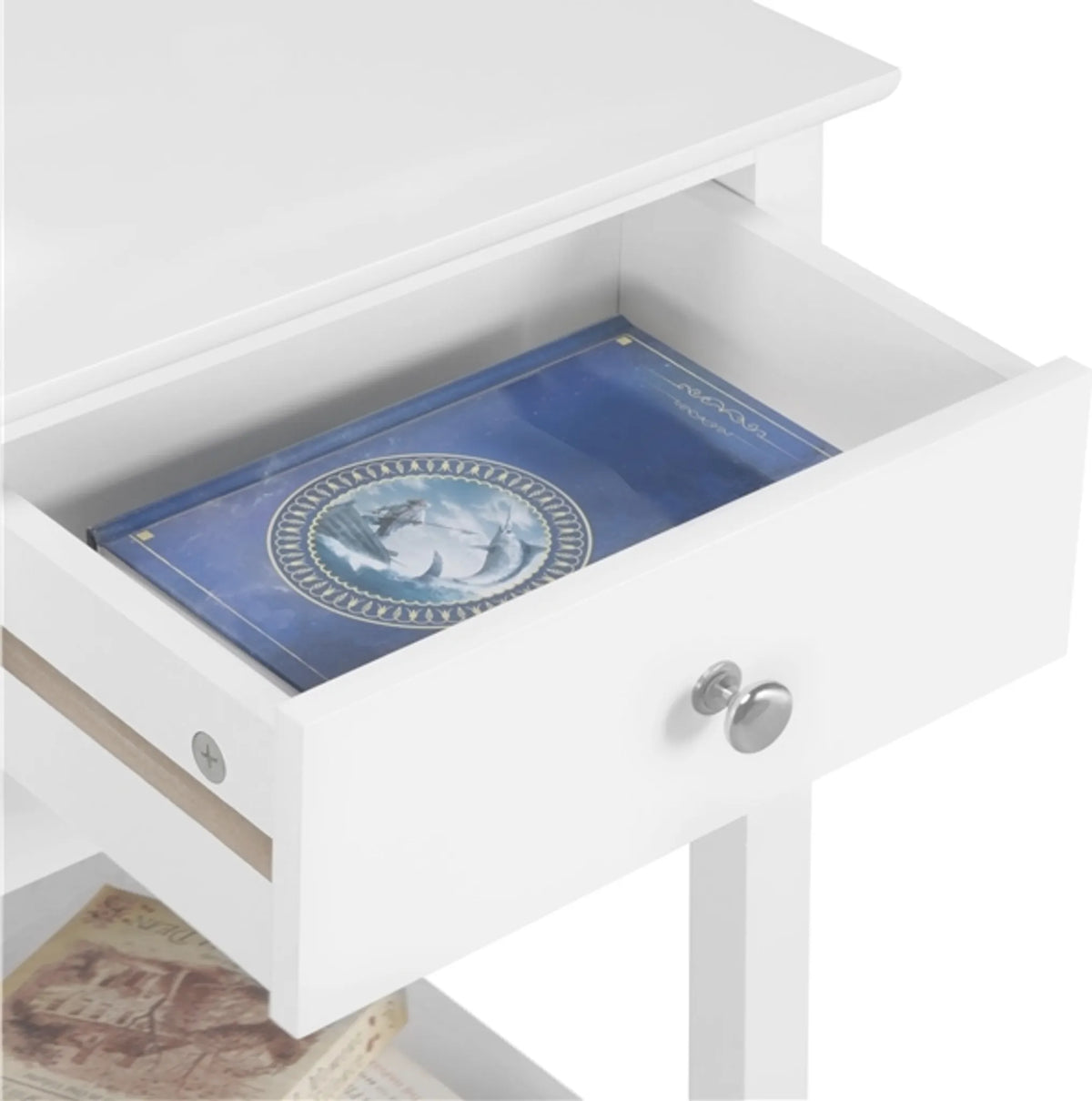 Yaheetech Stilvoller Nachttisch mit Schublade und Einlegeboden 40 x 30 x 61 cm – Zeitloses Weiß – MDF