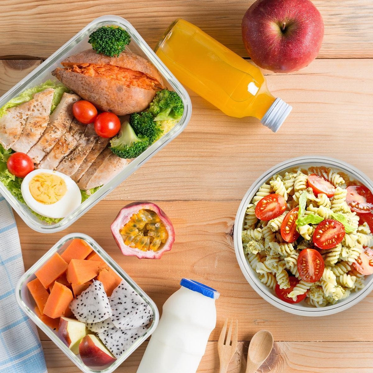 KitchenBrothers Mahlzeit Vorbereitung Tabletts - Frische Tray Set - luftdicht - BPA frei - Glas - 9 Stück