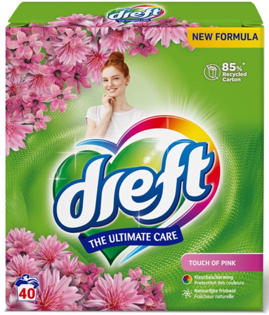 Dreft Waschpulver Touch Pink, 40 Waschgänge – 2,6 kg