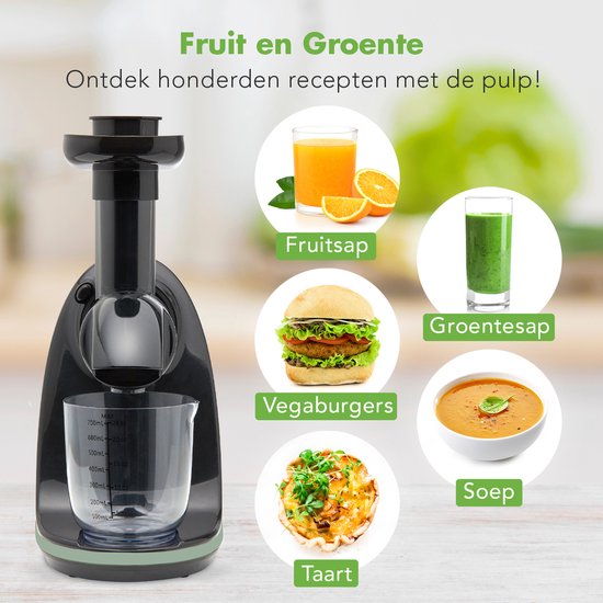 KitchenBrothers Slowjuicer - Entsafter - Gemüse- und Obstpresse - 700ml - mit Fruchtfleischbehälter - Saftpresse - Geschenk zum Muttertag - Pastellgrün