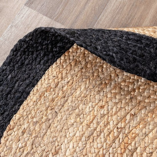 NATURL. Jute-Teppich – Fair Rund Natur/Schwarz – Ø 120 cm