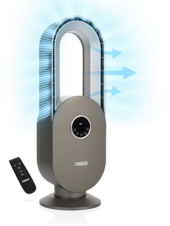 Blattloser Ventilator – 45 W – Schwenkbar – Timer 15 Std. – LED-Anzeige – Fernbedienung – Leise & leistungsstark – Princess 351500 – Weiß