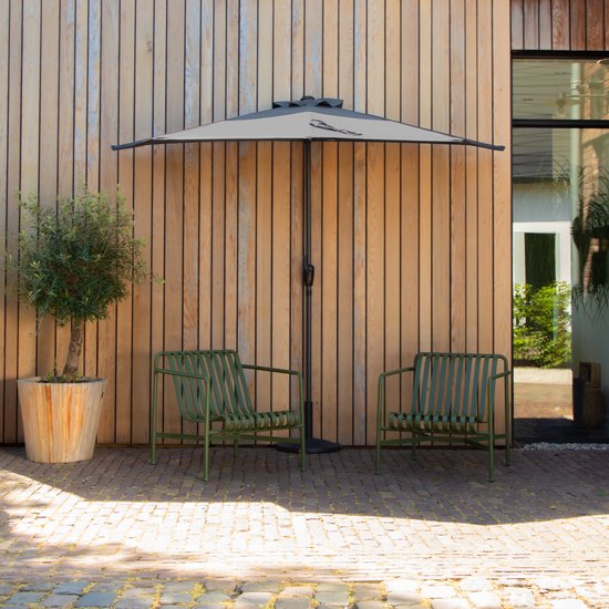 VONROC Premium Sonnenschirm Magione - Strapazierfähiger Balkon-Sonnenschirm - halbrund 270x135cm - UV-beständiges Tuch - Grau - inkl. Schutzhülle