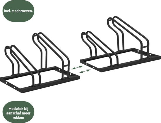 BRASQ Fahrradträger für 2 Fahrräder - Fahrradständer - Fahrradträger - Fahrradhalterung für Boden Inklusive Befestigungsmaterial - Schwarz