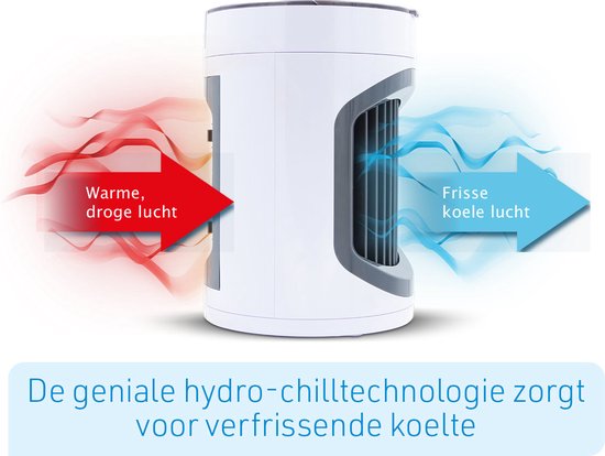 Livington SmartChill weiß – tragbarer Luftkühler – Wasserkühlung – Luftkühler – 3 Geschwindigkeitsstufen – 12 Stunden Kühleffekt