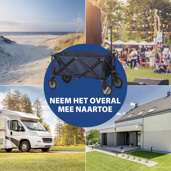 Tristar Klappbarer Handwagen – Stabiler Handwagen mit Harmonika-Rahmen – 70 kg Tragkraft – 39 x 20 x 75 cm - Inkl. Bodenplatte und Aufbewahrungstasche - Campingwagen, Transportwagen, Zugwagen und Strandwagen für Garten, Festivals, Einkäufe, Ausflüge - HC-