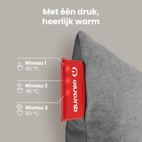 Auronic Heat Pillow - Classic - 45x60 - Kabellos - Wiederaufladbar - Elektrisches Kissen - Infrarot - Grau