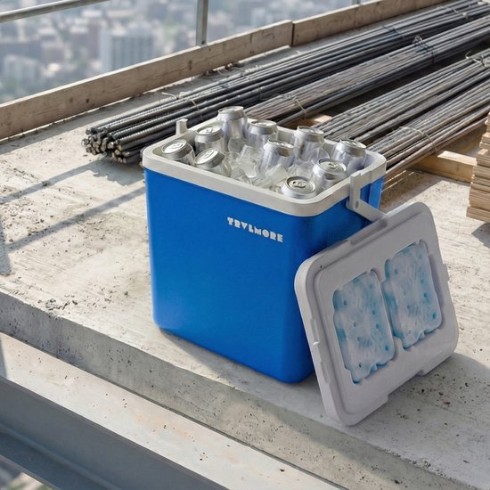 TRVLMORE Cool Box 26L - 65-Stunden-Kühlung - Kühlbox - Inklusive 2 Kühlelemente - Blau