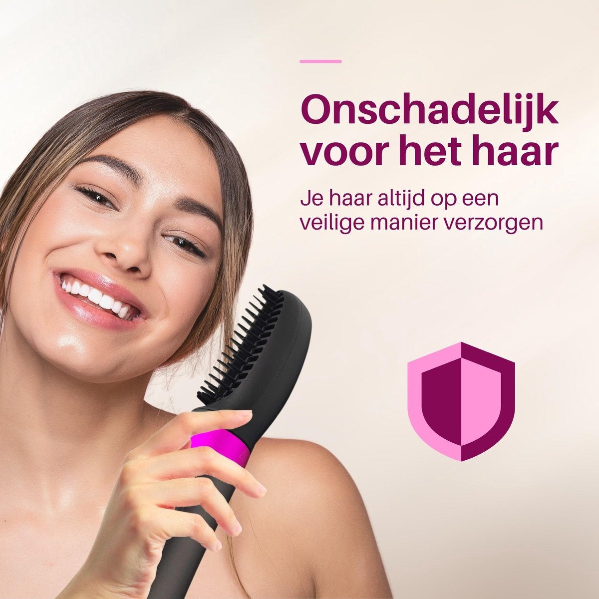 Fineza - Bürstenset für Haartrockner - Schwarz/Pink