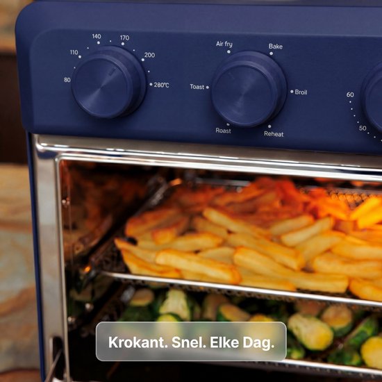 Safecourt 6-in-1 Airfyer Ofen - 100% PFAS-frei - 6 Programme - 80 bis 230 Grad - Airfryer, Backen, Braten, Toasten, Grillen & Aufwärmen - Blau