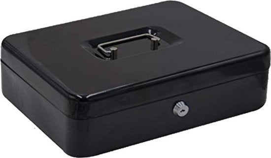 BRASQ Spardose - Geldschrank mit Schlüssel - Geldschrank mit 5 Fächern Münzsortierer - Stahl - 30x24x9 cm Schwarz