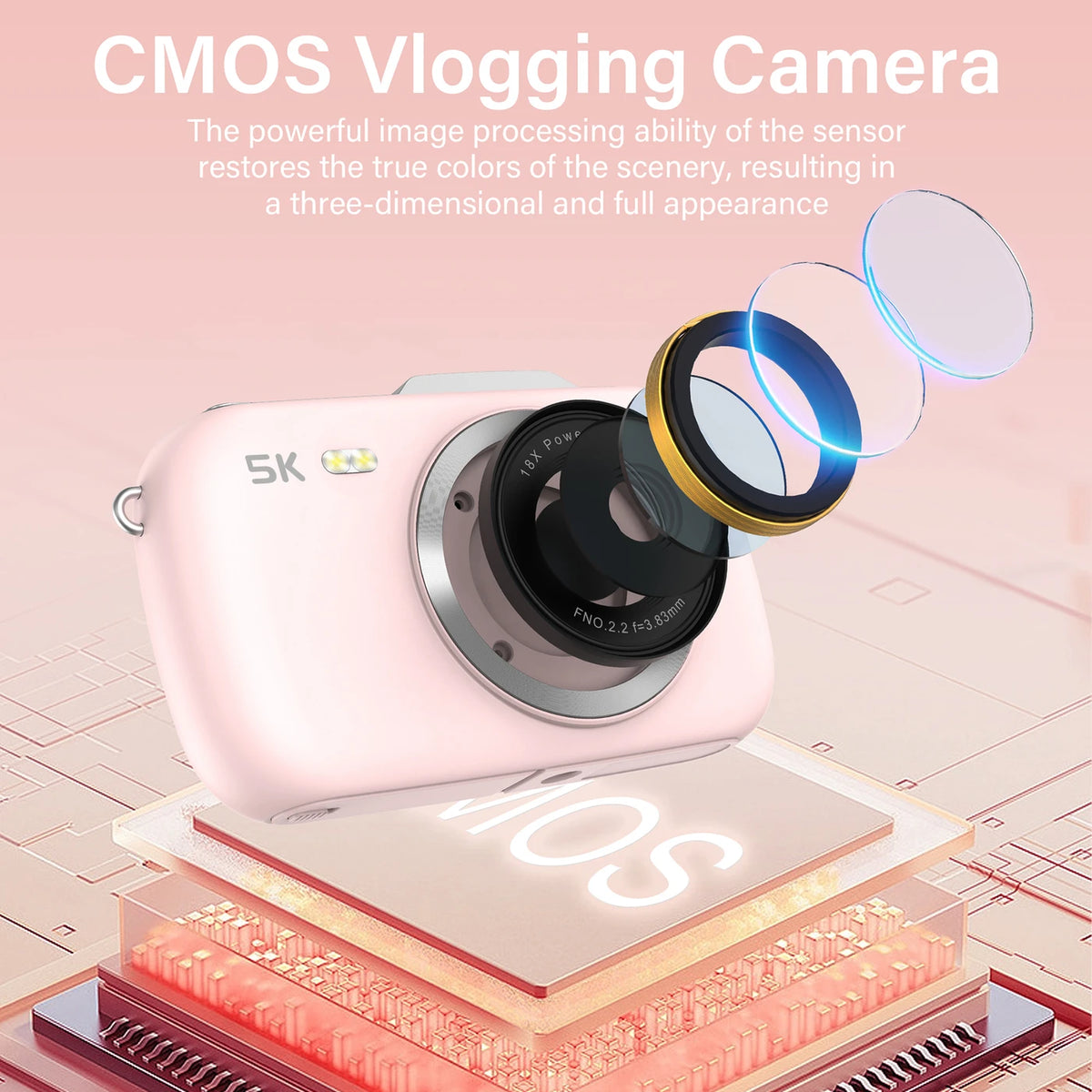 KOMERY G7 5K Digitalkamera – 80 MP UHD, 18-facher Zoom, Vlog-Kamera – Weiß