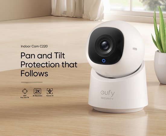 eufy Security – Indoor Cam C220 – Überwachungskamera mit 2K-Auflösung und 360°-PTZ
