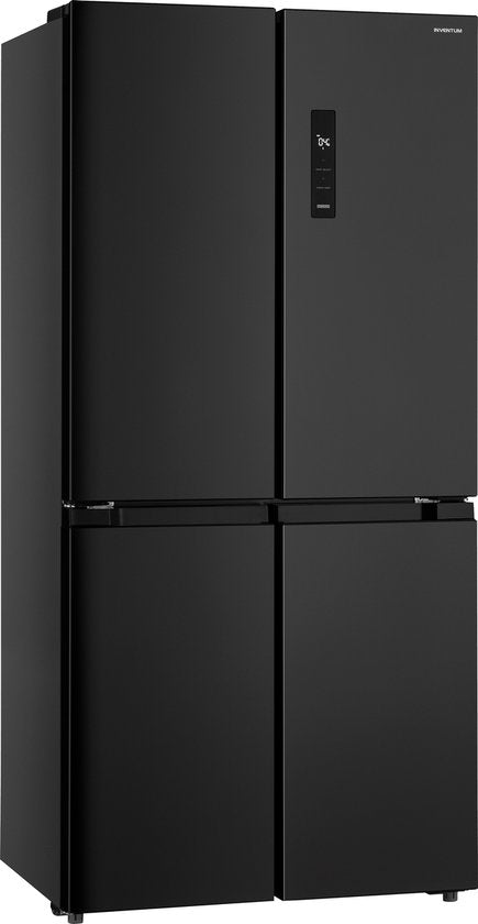 Inventum SKV4178B No Frost energieeffizienter amerikanischer Kühlschrank - 474 Liter - Digitales Display - Super-Gefrieren - Super-Kühlen - Frische-Schublade - 4 Türen - Schwarz