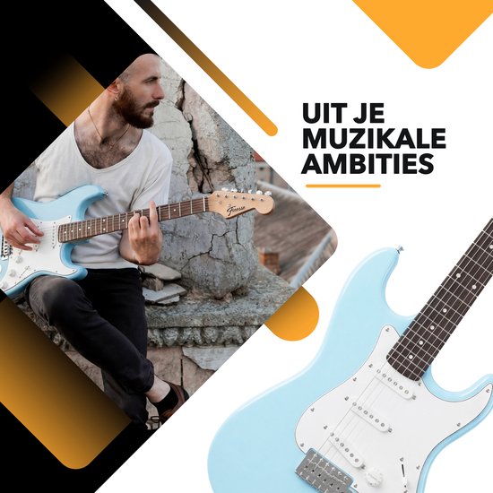 Finesse E-Gitarre mit Verstärker – inklusive Videokurs – Gitarre – Erwachsene – Kinder – Blau
