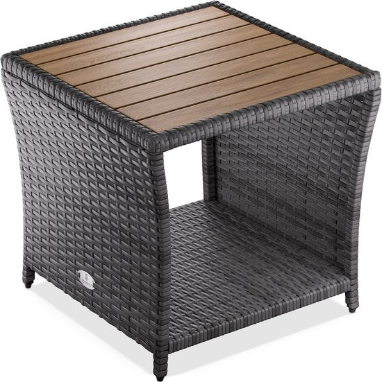 Casaria Beistelltisch - Polyrattan Quadratisch 45x45x40cm - Grau