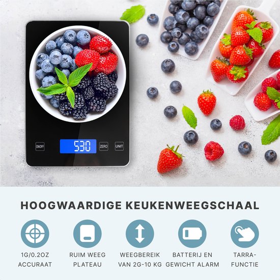 S.old Digitale Küchenwaage - Küchenwaage - USB Wiederaufladbar - 1gr bis 10kg - Tara Funktion - Schwarz