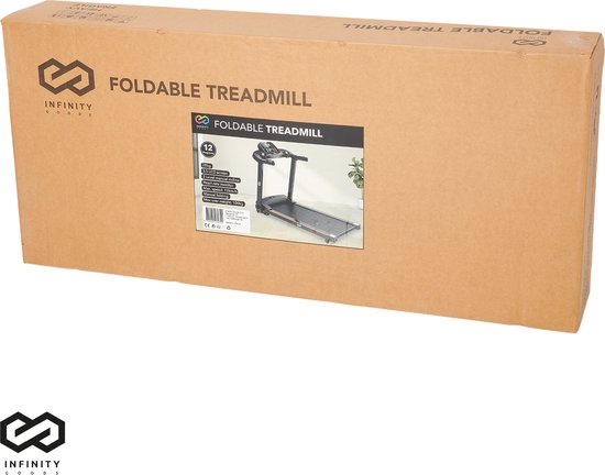 Infinity Goods - Laufband mit Neigungsfunktion - klappbar - inkl. Tablet-Halterung - bis zu 12 km/h - 132 x 60 x 117 cm - Schwarz