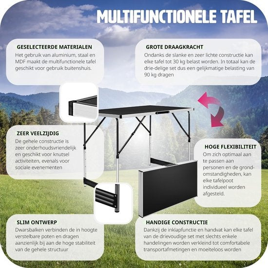 tectake - Aluminium Gartentisch Wandtisch Klapptisch 300x60 cm