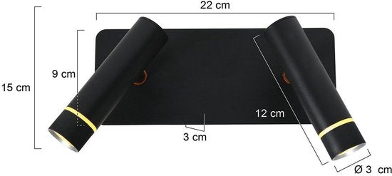 Wandleuchte Steinhauer Volari 4713ZW schwarz, 2-flammig, Kunststoff und Metall, dreh- und neigbar, moderne Innenbeleuchtung mit dimmbaren LED-Modulen