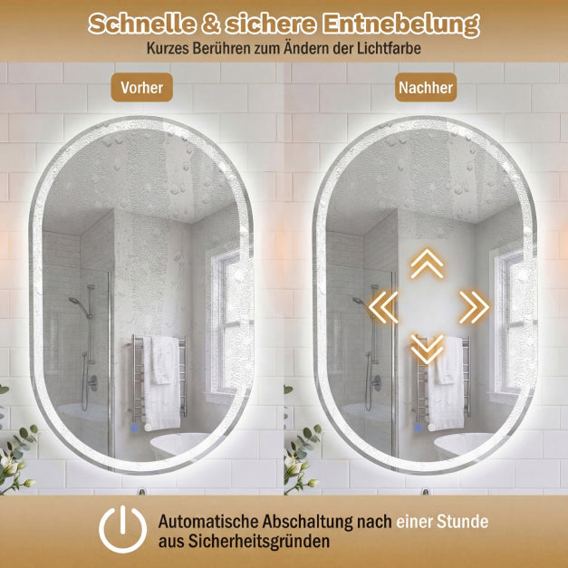 Coast LED-Badezimmerspiegel – 80 x 50 cm – dimmbar – beschlagfrei – Silber
