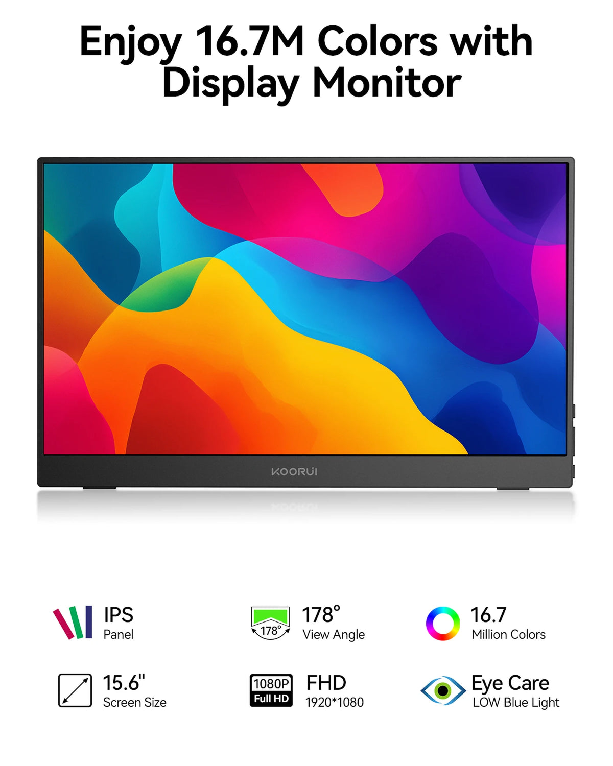 KOORUI E1511A tragbarer Monitor – 15,6 Zoll – IPS FHD – 60 Hz – Schwarz