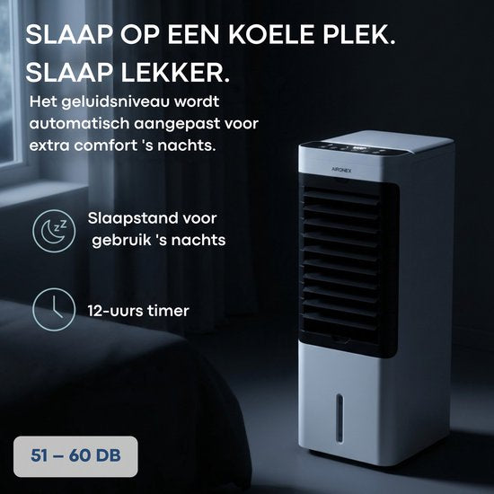 Aironex Luftkühler – Mit Kühlelementen, 5-Liter-Wassertank, Fernbedienung, Timer und LED-Anzeige – Für erfrischende Abkühlung – Keine mobile Klimaanlage, sondern eine effektive Alternative ohne Schlauch