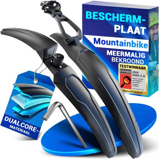 Nextcover Schutzblechset Mountainbike vorne & hinten - Abnehmbares MTB Schutzblech Werkzeug - Passend für 24-29 Zoll Fahrräder - Vorderrad & Hinterrad - Vorderradschutzblech & Hinterradschutzblech