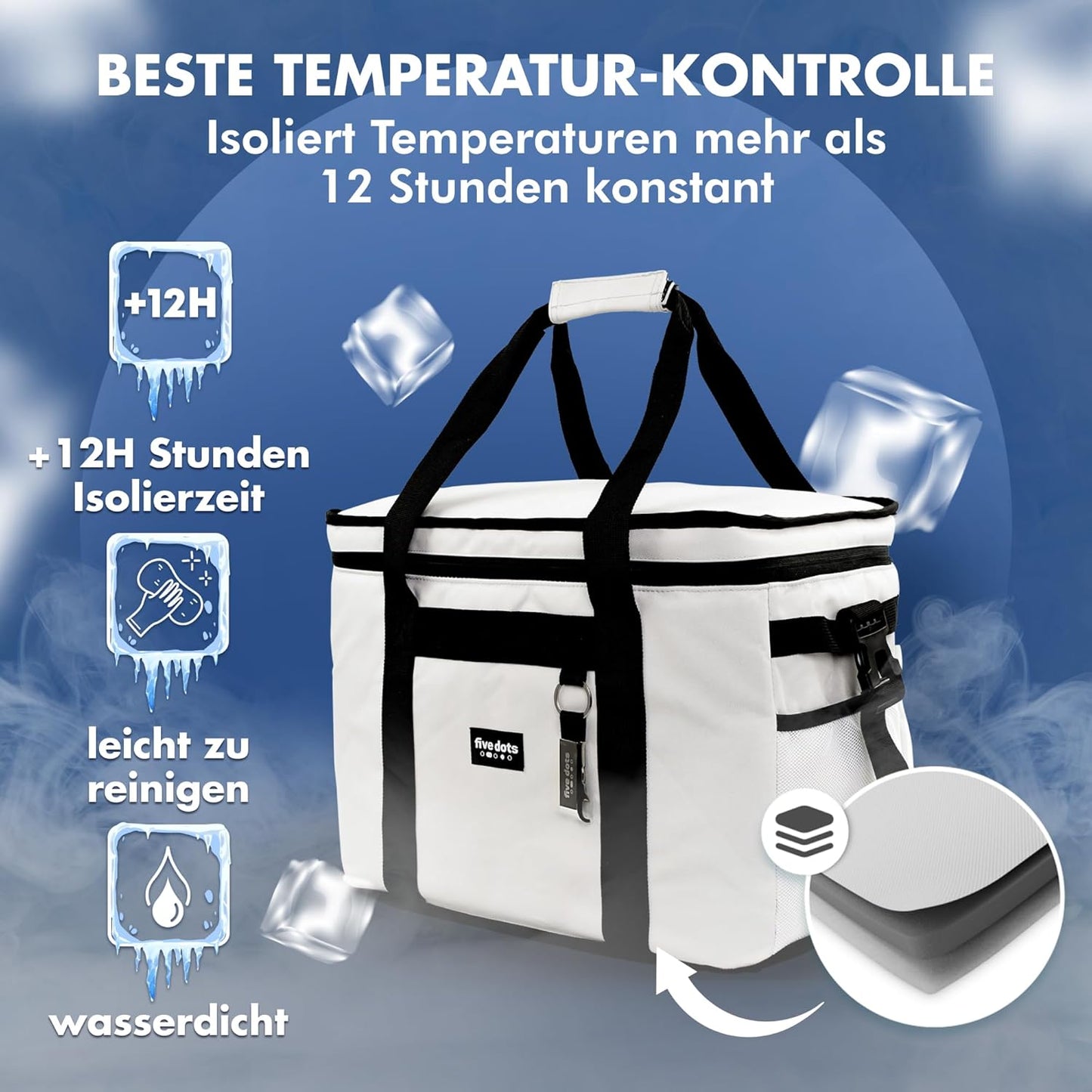 Five Dots Kühltasche - 17L - Grau - 25 x 33 x 20 cm