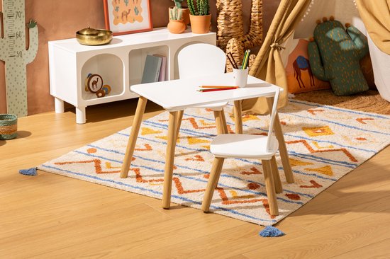 Atmosphera Kinder-Set Zeichentisch/Kindertisch + Kinderstühle – 58 x 38 x 43 cm – Weiß