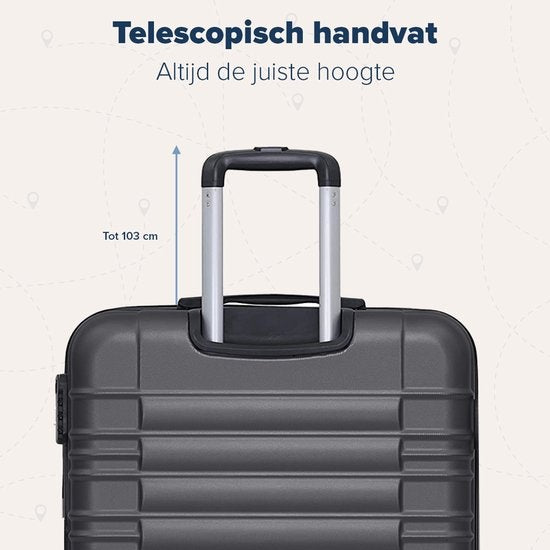 TRVLMORE - Kofferset - 2 Stück - 38L (Handgepäck) + 110L - Dunkelgrau