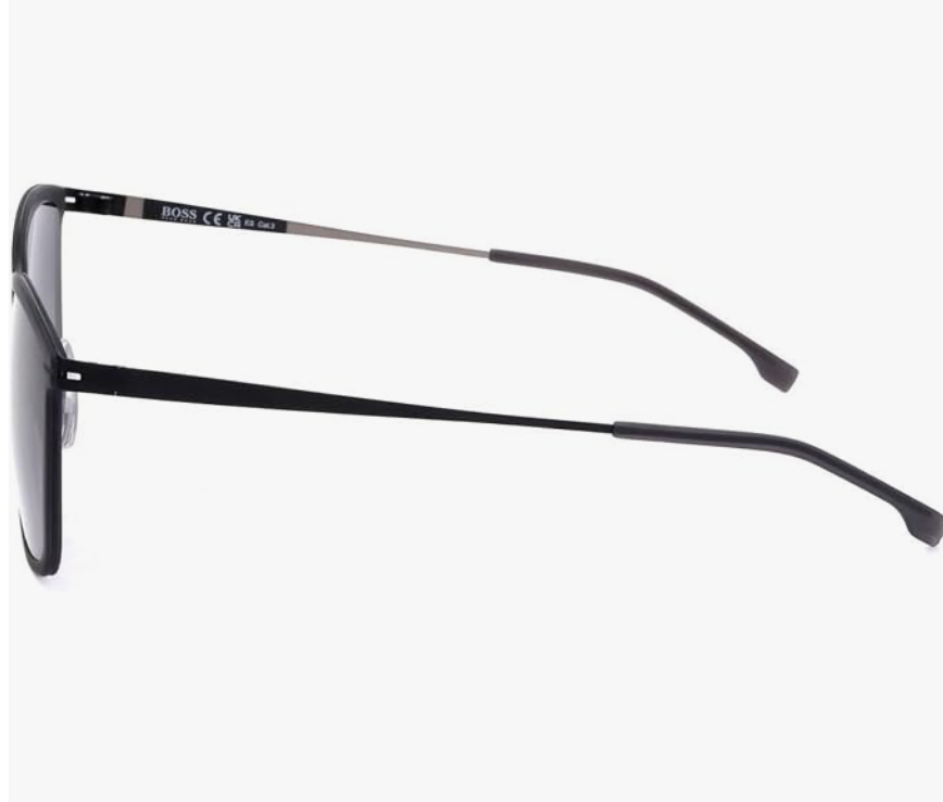 Hugo Boss BOSS 1243/S Sonnenbrille – Mattgrau/Schwarz – 55/21/150 – Rechteckig, Edelstahl