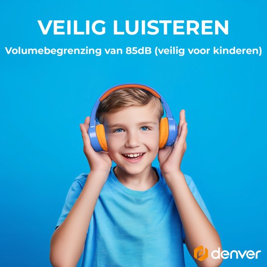 Denver Kopfhörer Kinder - Bluetooth - Drahtlos - bis zu 85db - Kinderkopfhörer - integriertes Mikrofon - BTH107BU