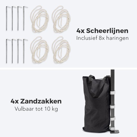 LifeGoods Partyzelt - Pavillon - EasyUp - faltbar - 4 Seitenwände - wasserdicht - mit Tragetasche mit Rädern - 3x3 Meter - Dunkelblau
