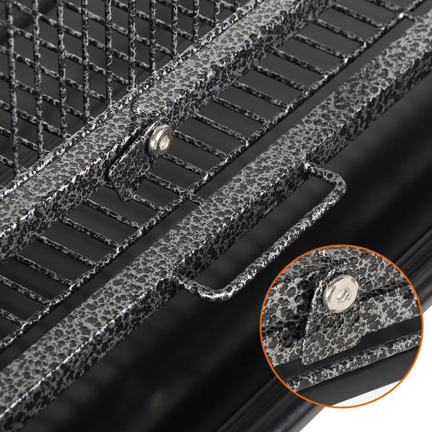 Yaheetech Vogelkäfig mit mobilem Sockel - ausgestattet mit herausnehmbarem Käfig und sechs Zugangstüren und Ablagefläche - für Sittiche und Falken - gehämmertes schwarzes Metall - 81 x 47 x 160 cm