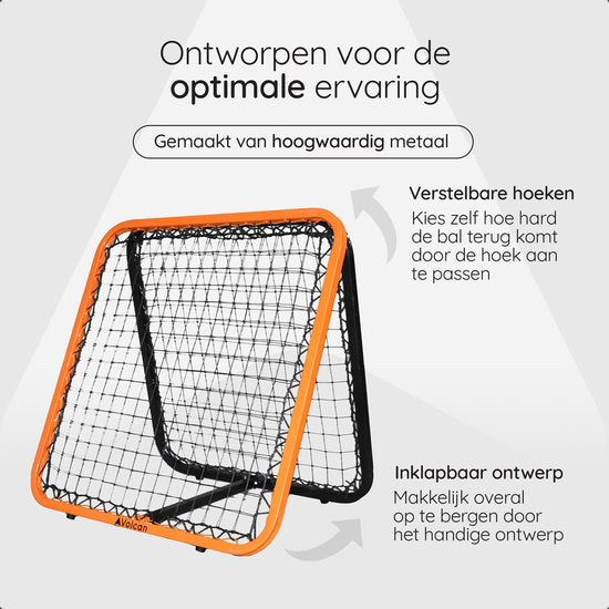 Volcan Adjustable Rebounder - Fußball-Trainingsgerät - Doppelseitiger Fußball-Bouncer - 85 x 85 cm - Inklusive Bodenanker - Doppelte Progression