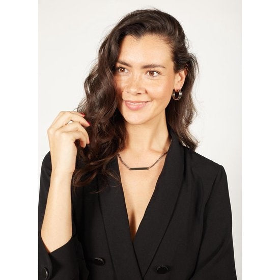 Laura Ferini Damenhalskette Facile Silver - Silberne Gliederkette mit Platte - 18K Weißgold vergoldet - Halskette - Halskette - Schmuck - Accessoires - Damenhalskette mit Anhänger