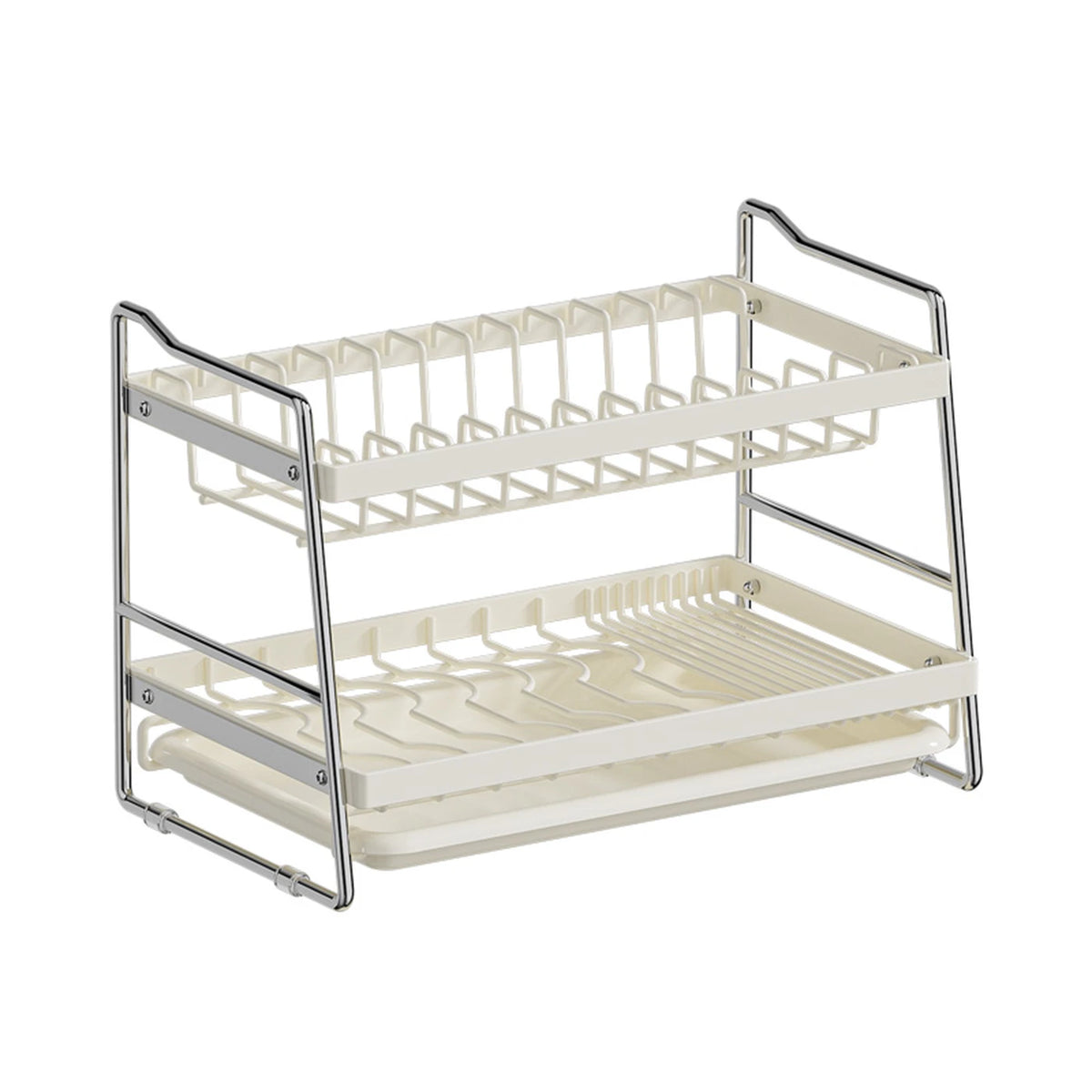 Maxcook Abtropfgestell, 2-stöckig – mit Auffangschale – 40 x 23,6 x 28,7 cm – Weiß